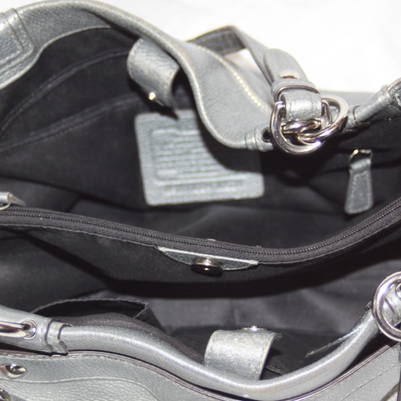 COACH PENELOPE CARRYALL F16531 SILVER PEBBLED LEAT - Picture 5 of 7